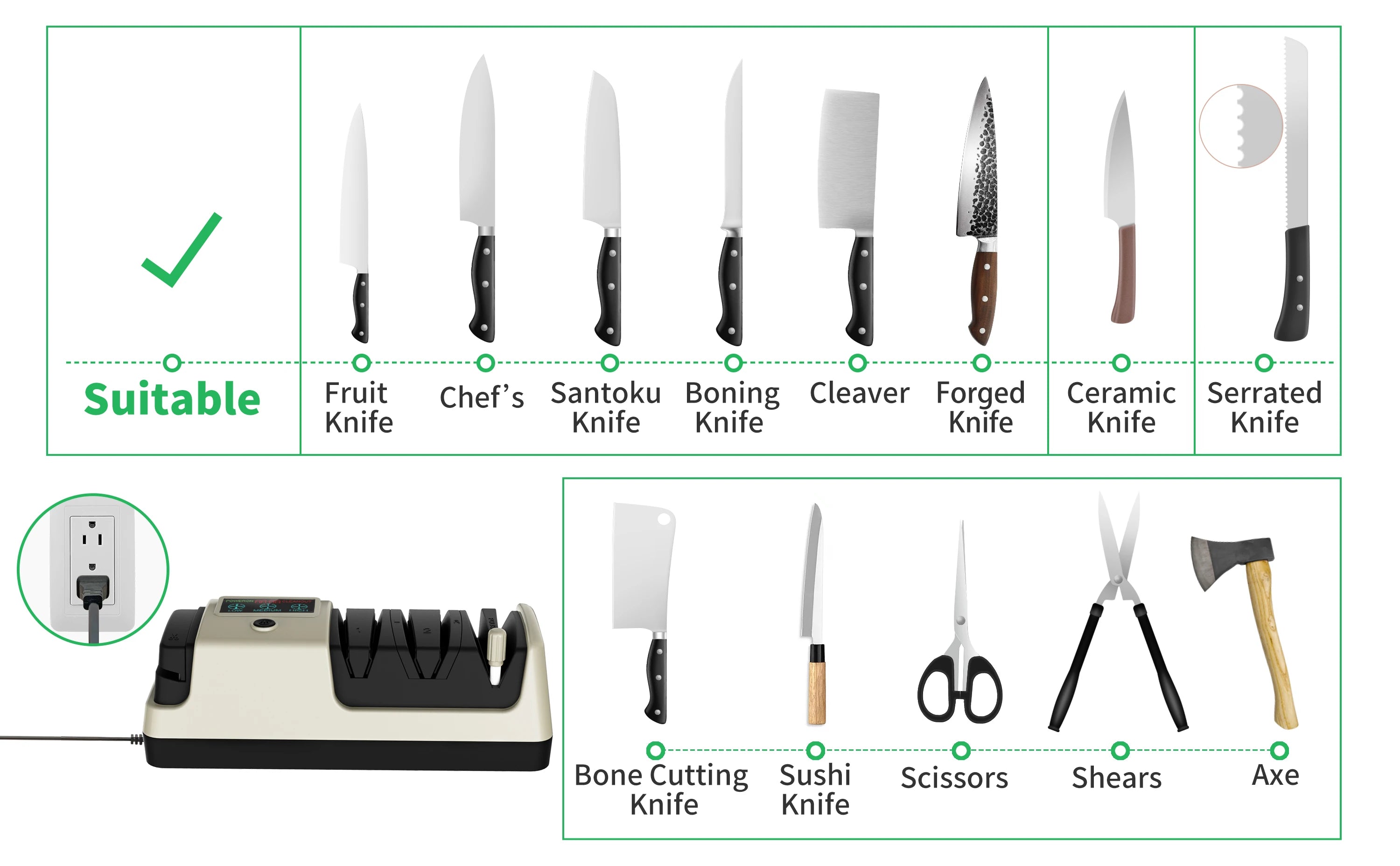 Electric Knife Sharpener, Adjustable Speed, Suitable for Various Knives, Save Time and Effort