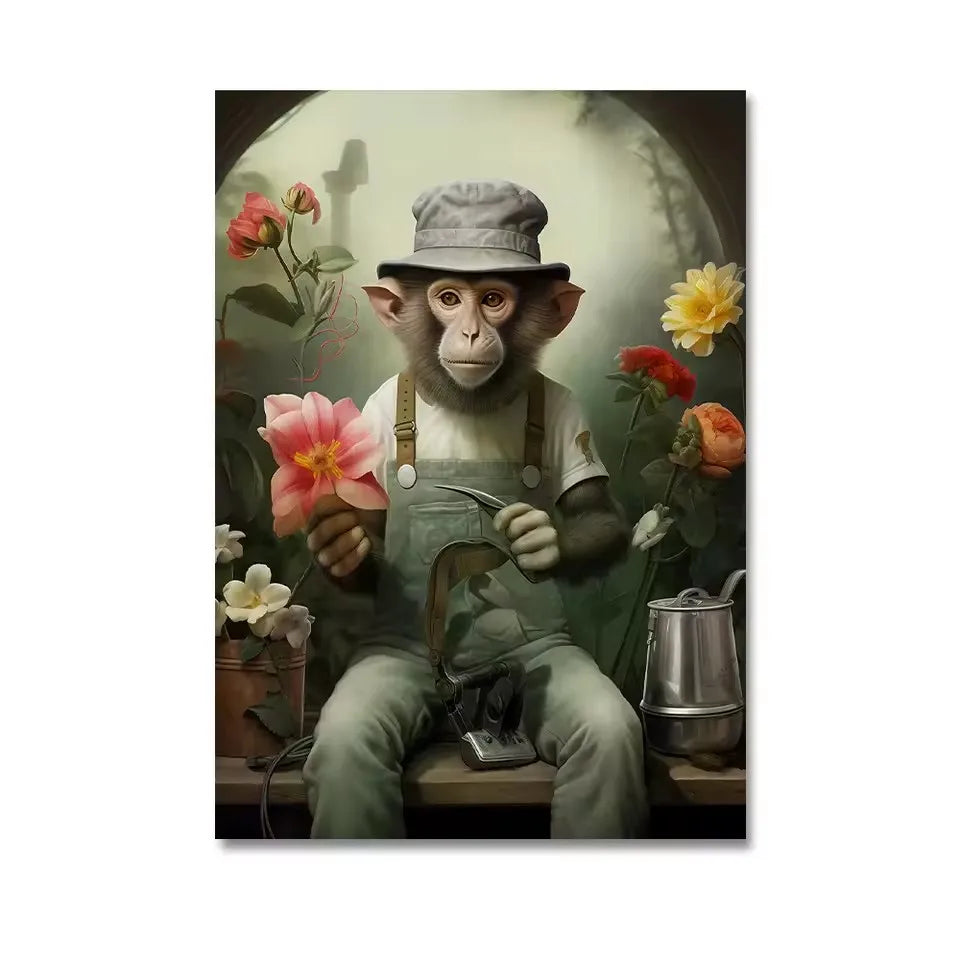 Funny Monkey Toilet Wall Art Poster