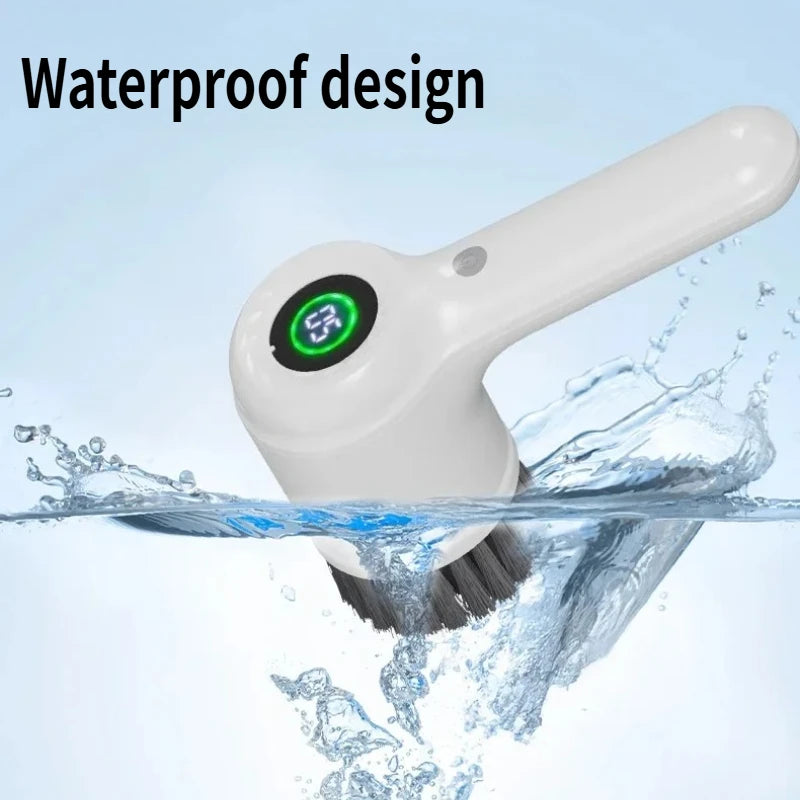 Electric Handheld Rotating Cleaning Brush – 5 Replaceable Heads for Kitchen, Shoes & Gaps