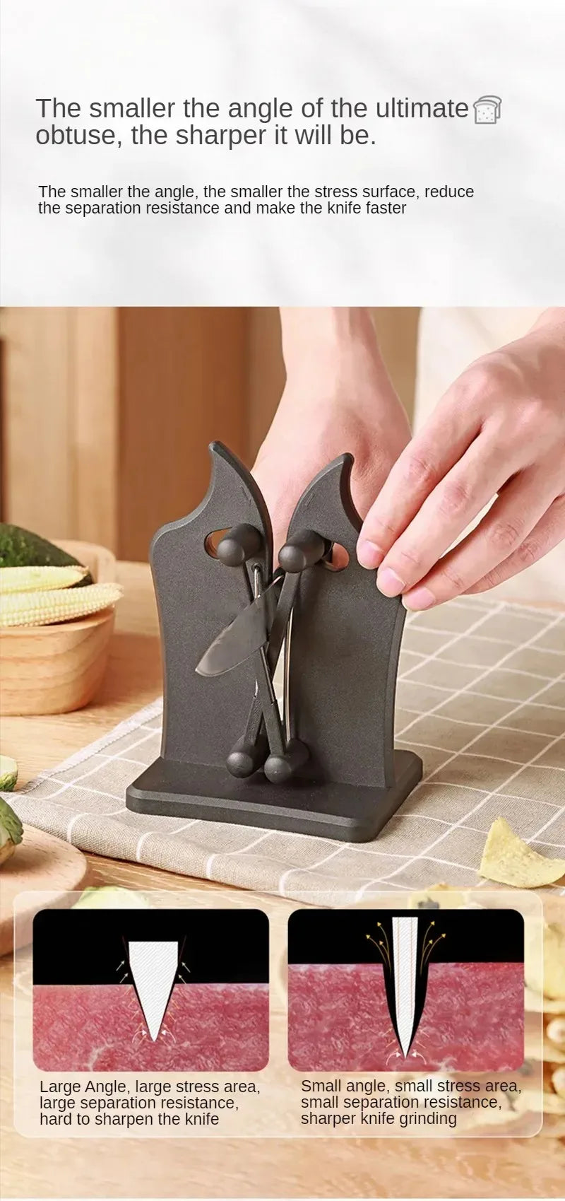 Easy & Safe Knife Sharpener – Kitchen Sharpening Tool for Chef’s & Damascus Knives